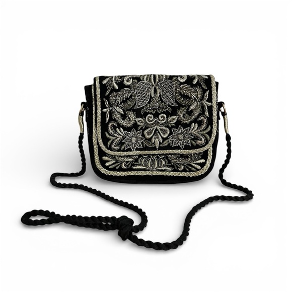 Chico's Handbags - Vintage Chico’s Boho‎ Beaded and Embroidered Velvet Shoulder Bag